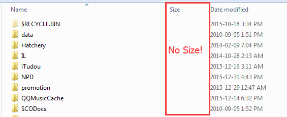Show Size of Folders No Size