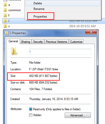 Folder size deals in windows xp